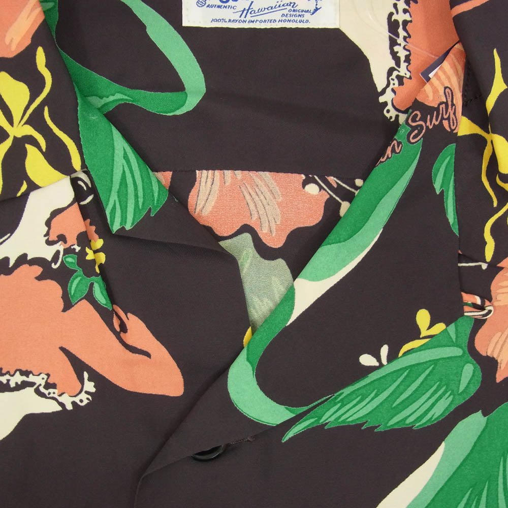 SUN SURF サンサーフ SS34450 HIBISCUS LADY ハイビスカス レディース 半袖 アロハシャツ ブラウン系 M【中古】