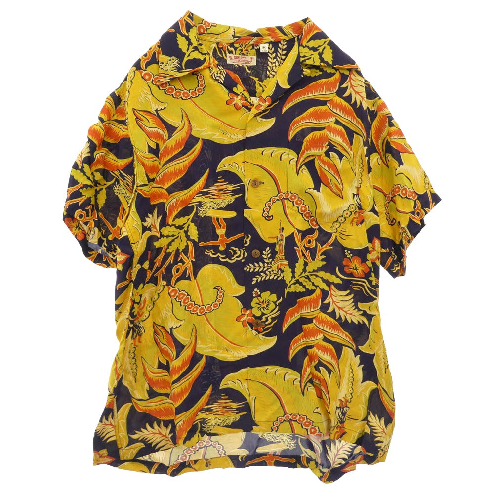 SUN SURF サンサーフ SS34453 HANGING HELICONIA ハンギングヘリコニア 半袖 アロハシャツ ネイビー系 マルチカラー系 M【中古】