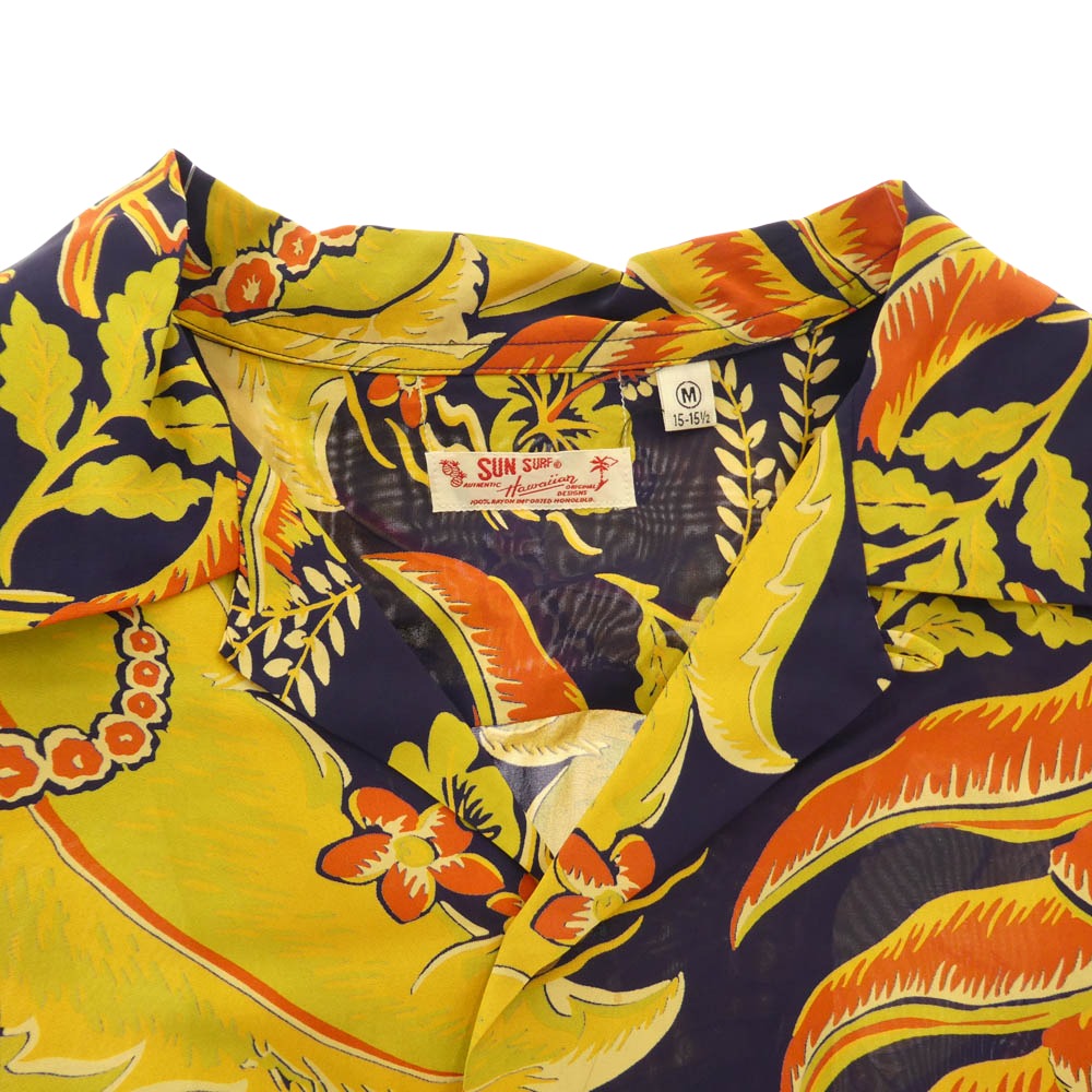SUN SURF サンサーフ SS34453 HANGING HELICONIA ハンギングヘリコニア 半袖 アロハシャツ ネイビー系 マルチカラー系 M【中古】