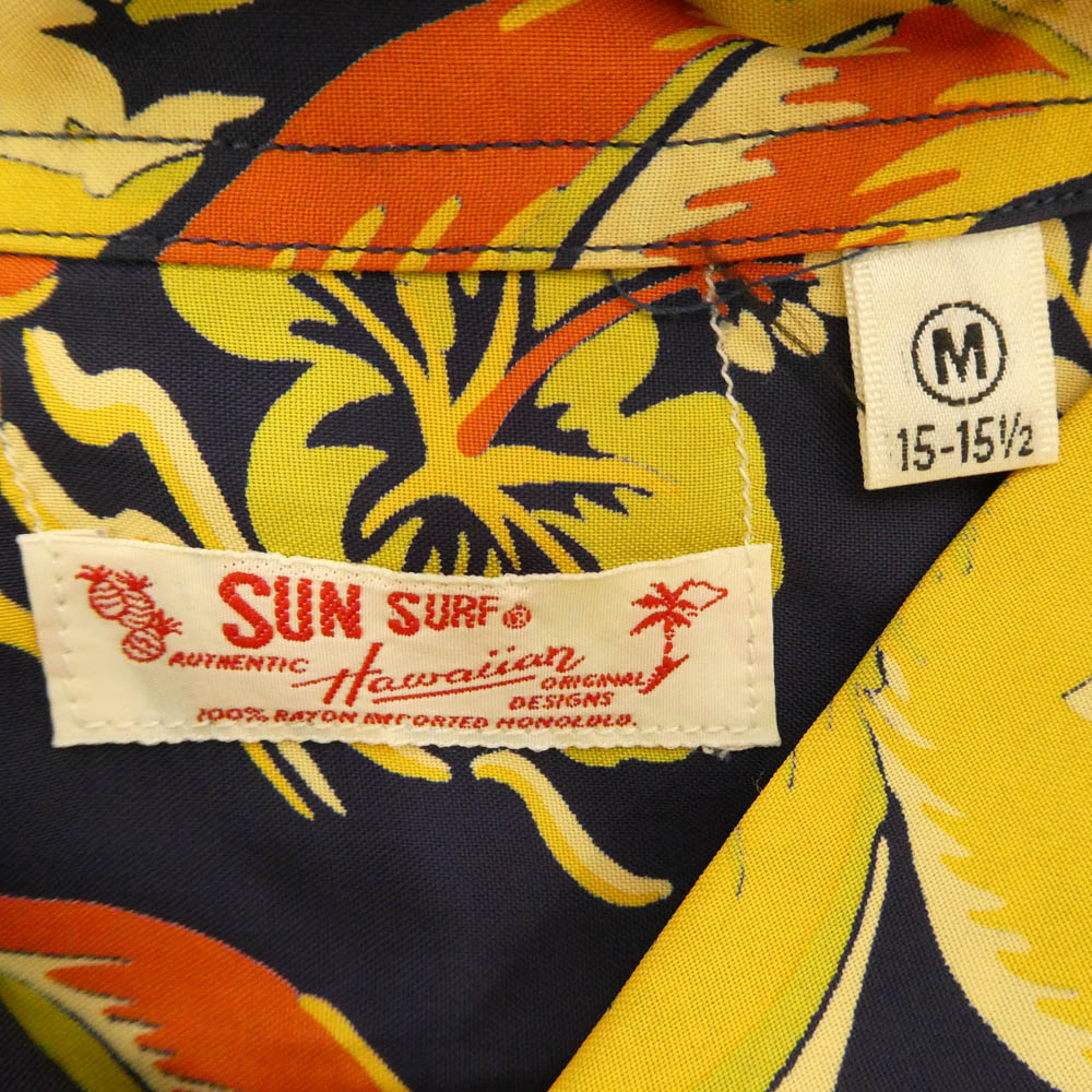 SUN SURF サンサーフ SS34453 HANGING HELICONIA ハンギングヘリコニア 半袖 アロハシャツ ネイビー系 マルチカラー系 M【中古】