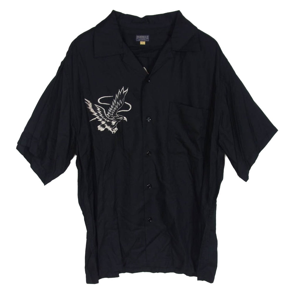 TAILOR TOYO TT31748 レーヨン 鷲 刺繍 スカシャツ 半袖シャツ ブラック系 L【中古】