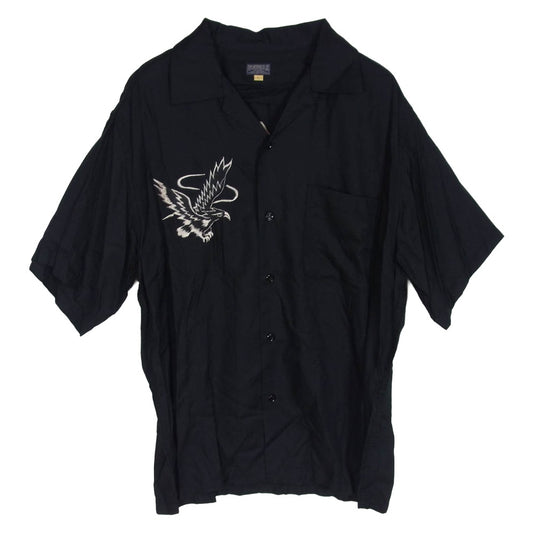 TAILOR TOYO TT31748 レーヨン 鷲 刺繍 スカシャツ 半袖シャツ ブラック系 L【中古】