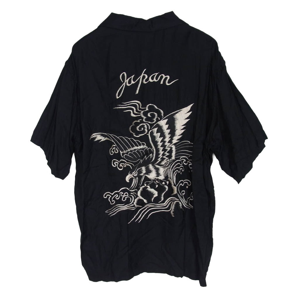 TAILOR TOYO TT31748 レーヨン 鷲 刺繍 スカシャツ 半袖シャツ ブラック系 L【中古】