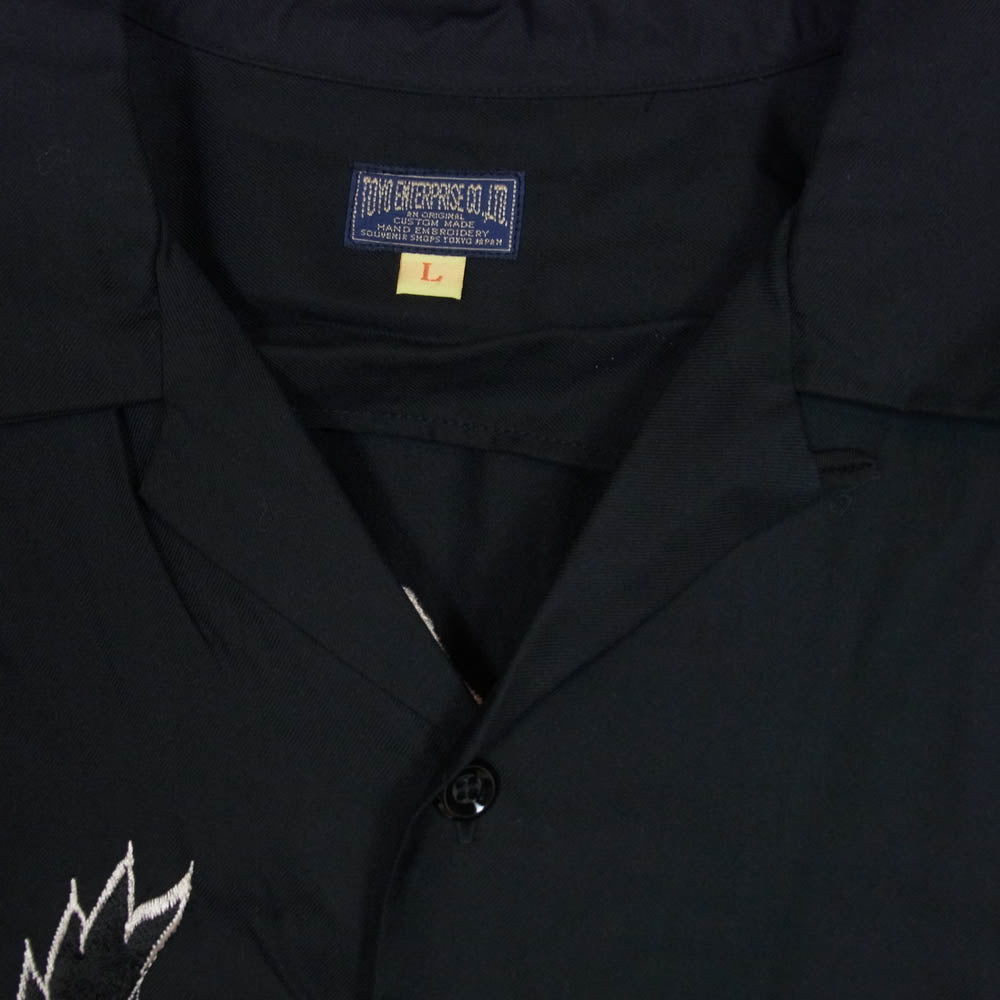 TAILOR TOYO TT31748 レーヨン 鷲 刺繍 スカシャツ 半袖シャツ ブラック系 L【中古】