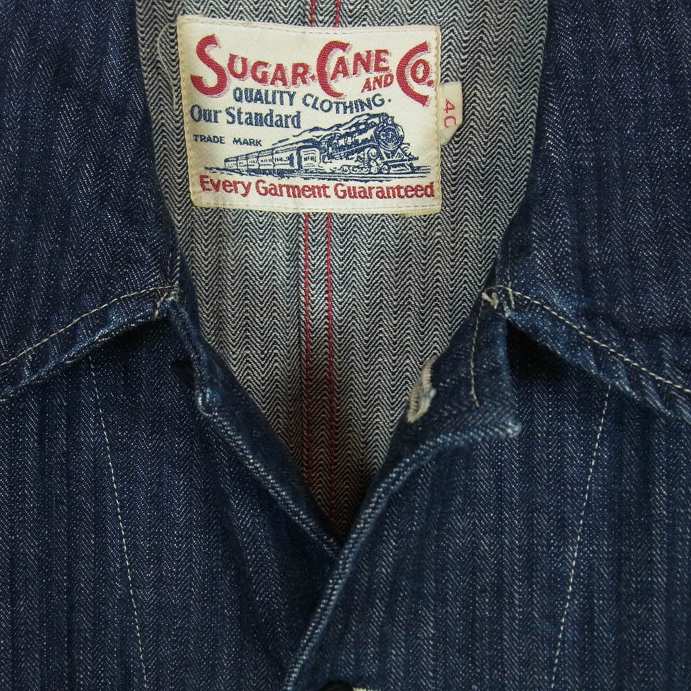 SUGAR CANE シュガーケーン SC21870 ウォバッシュ ストライプ カバーオール デニム ジャケット インディゴブルー系 40【中古】