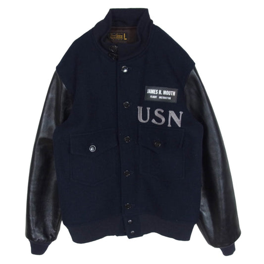 Buzz Rickson's バズリクソンズ BR11332 USN FLIGT INSTRUCTOR JACKET 馬革 レザー袖切替 アメリカ海軍 フライト インストラクター ジャケット ネイビー系 L【中古】