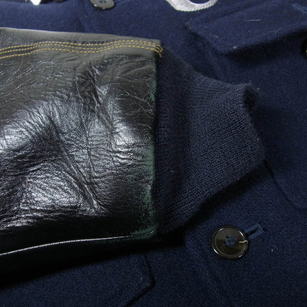 Buzz Rickson's バズリクソンズ BR11332 USN FLIGT INSTRUCTOR JACKET 馬革 レザー袖切替 アメリカ海軍 フライト インストラクター ジャケット ネイビー系 L【中古】