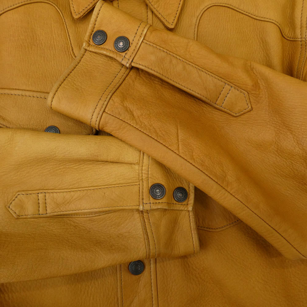 THE FLAT HEAD ザフラットヘッド DEERSKIN SHIRT 鹿革 ディアスキン レザーシャツ ジャケット ライトブラウン系 42【中古】
