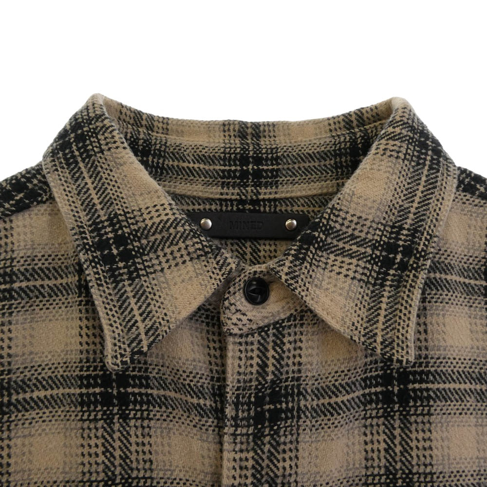 MINEDENIM マインデニム 22AW 2209-5003-07-022 V.Check Flannel Work SH チェック フランネル 長袖 ワーク シャツ ベージュ系 ブラック系 2【美品】【中古】