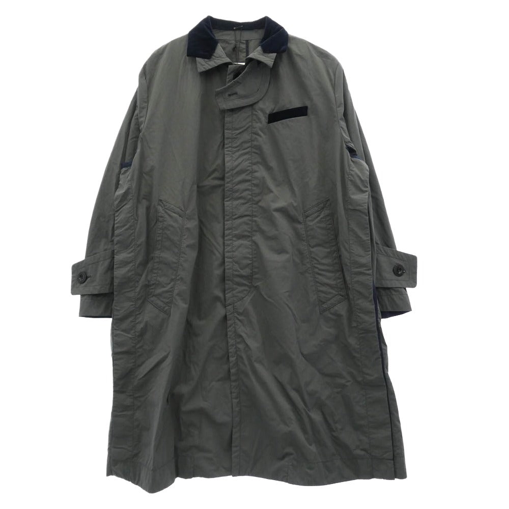 Sacai サカイ 23SS 23-03086M Taslan Nylon Coat タスランナイロン ドッキング ダブルカラー ステンカラーコート グレー系 ダークネイビー系 2【中古】
