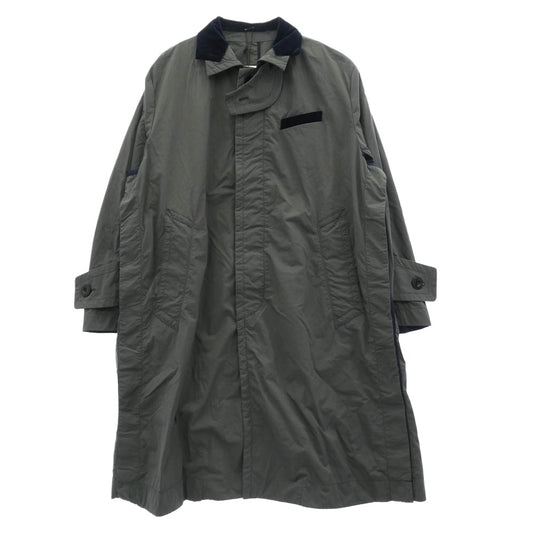 Sacai サカイ 23SS 23-03086M Taslan Nylon Coat タスランナイロン ドッキング ダブルカラー ステンカラーコート グレー系 ダークネイビー系 2【中古】