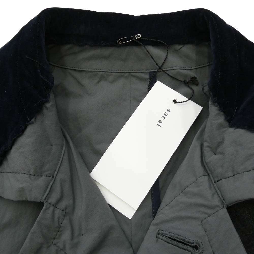Sacai サカイ 23SS 23-03086M Taslan Nylon Coat タスランナイロン ドッキング ダブルカラー ステンカラーコート グレー系 ダークネイビー系 2【中古】