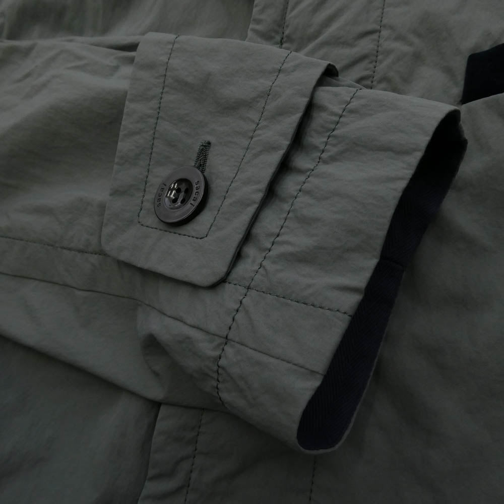 Sacai サカイ 23SS 23-03086M Taslan Nylon Coat タスランナイロン ドッキング ダブルカラー ステンカラーコート グレー系 ダークネイビー系 2【中古】