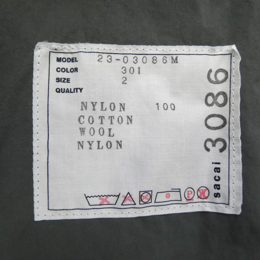 Sacai サカイ 23SS 23-03086M Taslan Nylon Coat タスランナイロン ドッキング ダブルカラー ステンカラーコート グレー系 ダークネイビー系 2【中古】