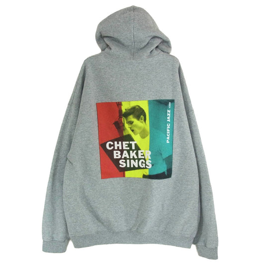WACKO MARIA ワコマリア 24AW CHETBAKER-WM-SS07 CHET BAKER HOODED SWEAT SHIRT チェットベイカー バックプリント プルオーバー パーカー フーディー グレー系 2XL【中古】