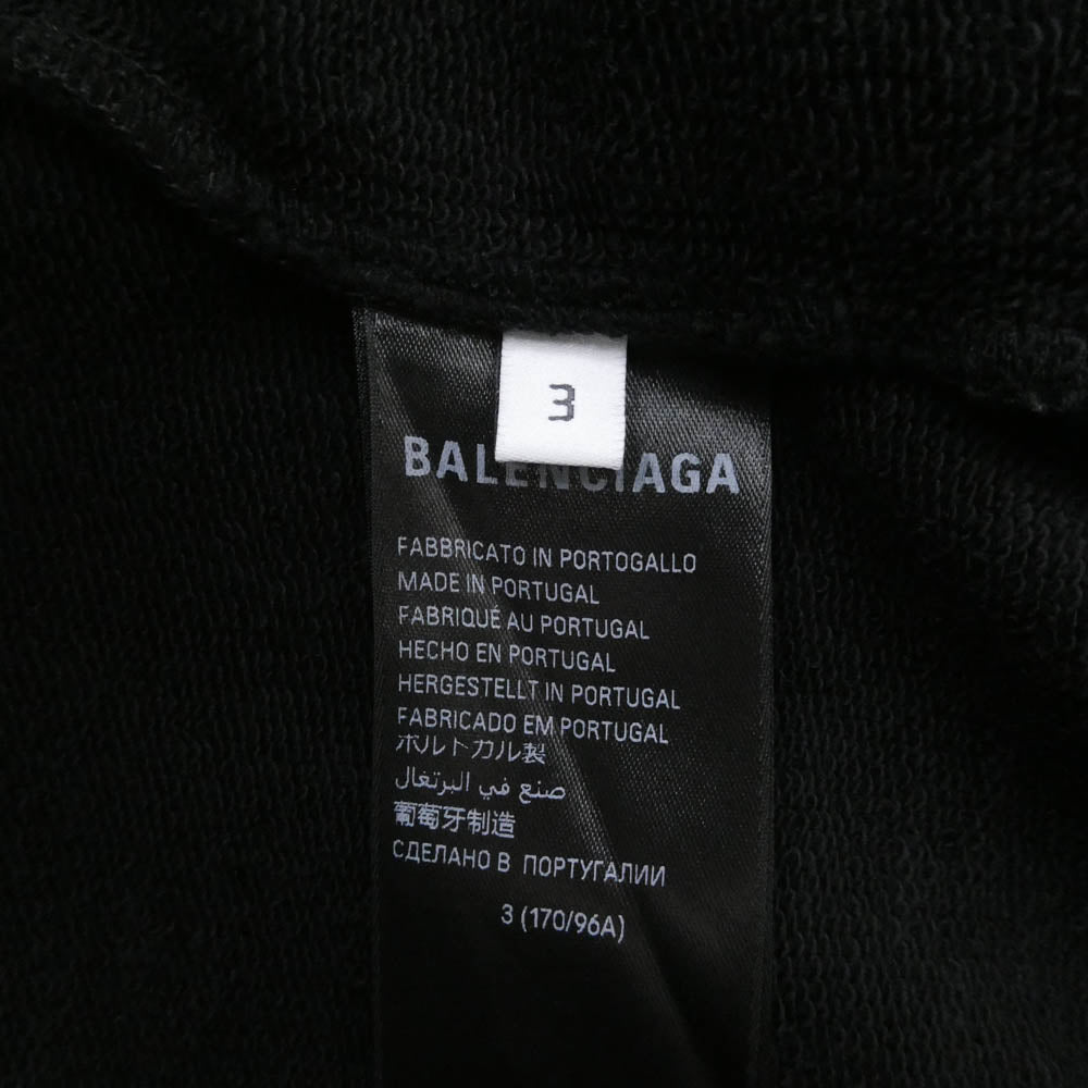 BALENCIAGA バレンシアガ 24SS 761458 TPVU7 Surfer Round Hoodie サーファー ラウンド ロゴプリント ダメージ加工 プルオーバー パーカー フーディー ブラック系 3【極上美品】【中古】