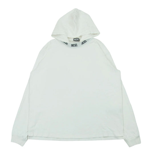 DIESEL ディーゼル A06264 T-WAHOOD-E1 ネックロゴ プルオーバー パーカー フーディー ポルトガル製 ホワイト系 L【中古】