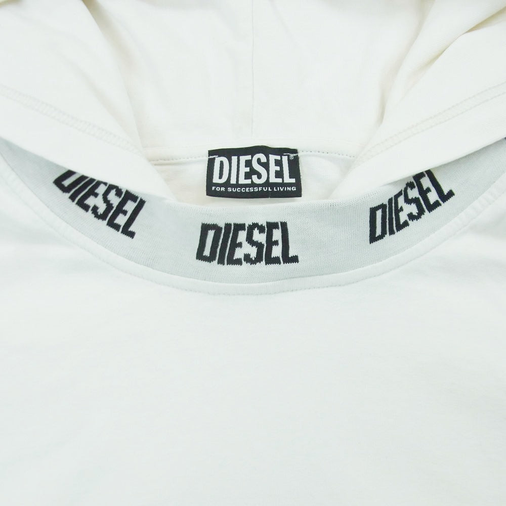 DIESEL ディーゼル A06264 T-WAHOOD-E1 ネックロゴ プルオーバー パーカー フーディー ポルトガル製 ホワイト系 L【中古】