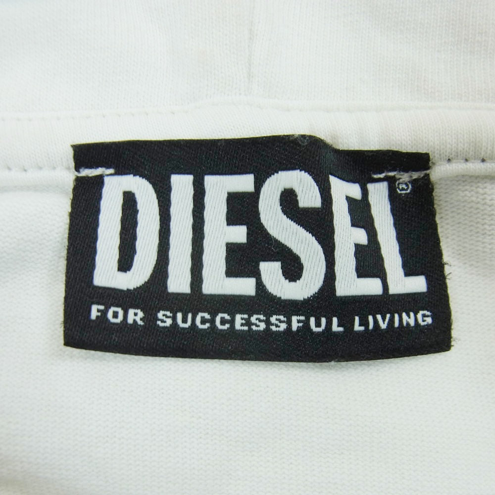 DIESEL ディーゼル A06264 T-WAHOOD-E1 ネックロゴ プルオーバー パーカー フーディー ポルトガル製 ホワイト系 L【中古】