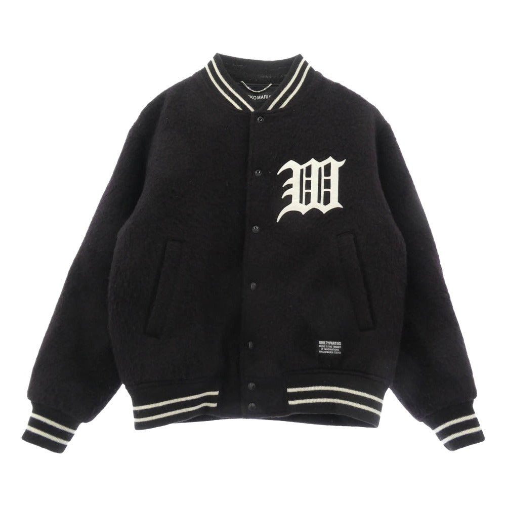 WACKO MARIA ワコマリア 25AW 25FW-WMO-BL14 WOOL MOHAIR VARSITY JACKET TYPE-1 モヘア混 ウールメルトン バーシティ ジャケット スタジャン バーガンディ系 M【中古】