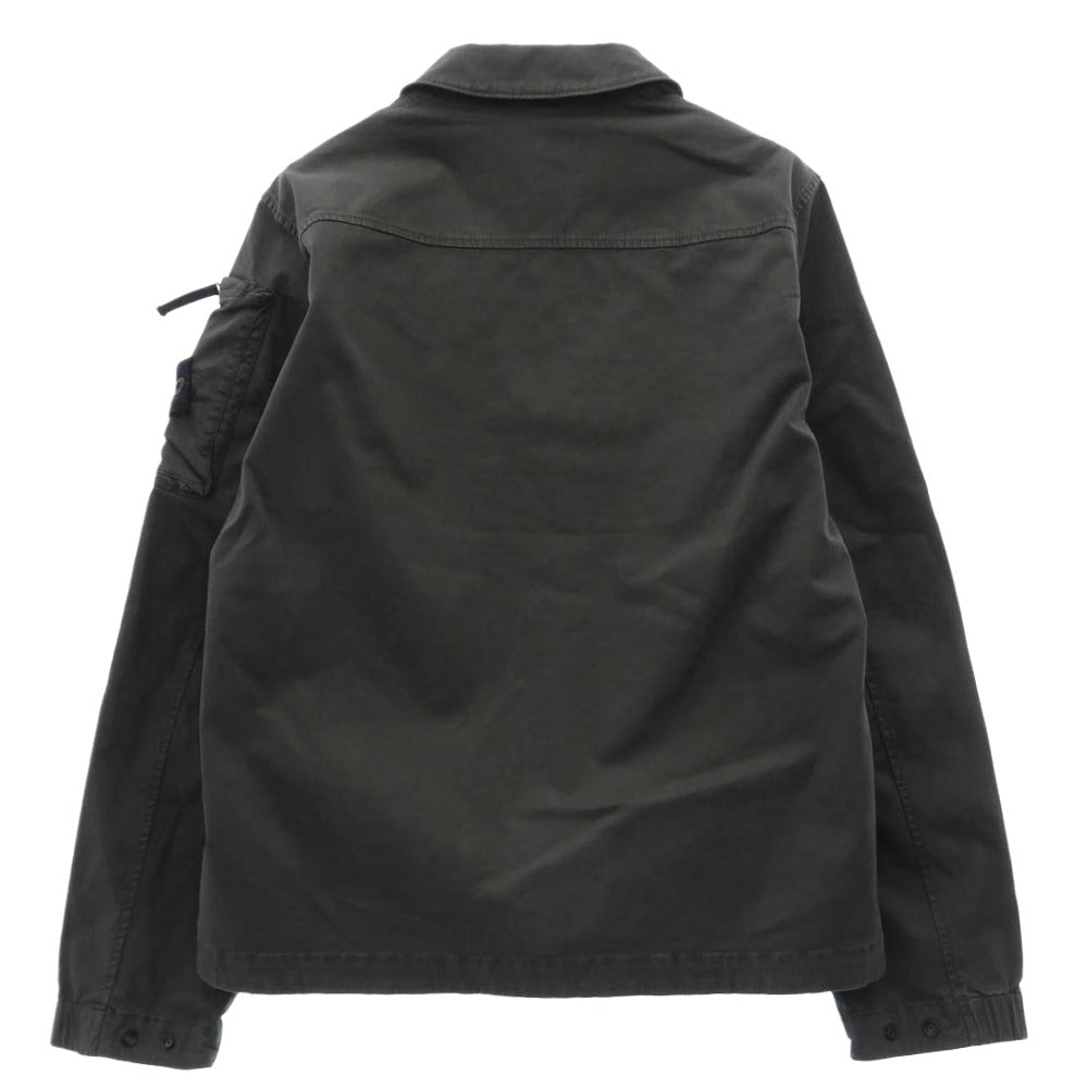 STONE ISLAND ストーンアイランド 24AW K1S151200003 S0004 ORGANIC STRETCH BROKEN TWILL COTTON オーガニック ブロークンツイルコットン ストレッチ ジップアップ 長袖 シャツ ジャケット グレー系 M【中古】