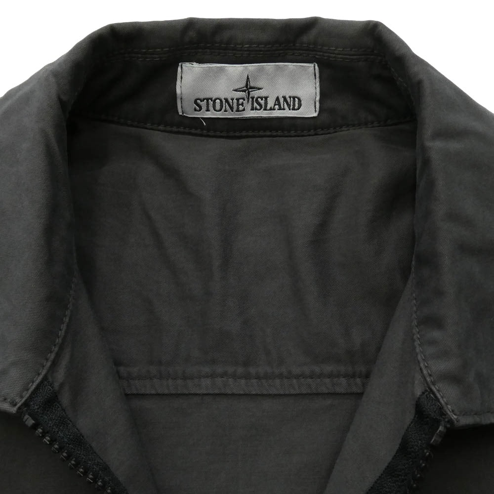STONE ISLAND ストーンアイランド 24AW K1S151200003 S0004 ORGANIC STRETCH BROKEN TWILL COTTON オーガニック ブロークンツイルコットン ストレッチ ジップアップ 長袖 シャツ ジャケット グレー系 M【中古】