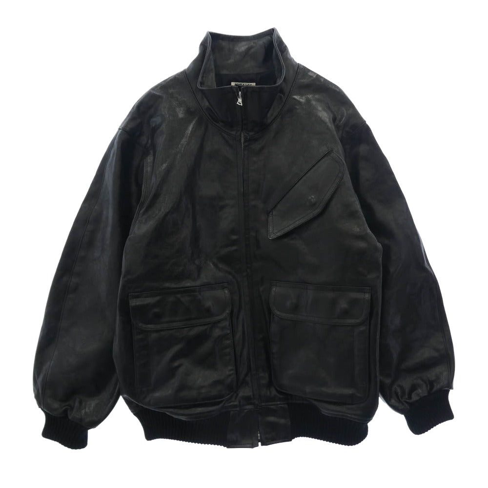 AURALEE オーラリー 25AW A25AB01WX LAMB LEATHER ZIP BLOUSON ラムレザー ジップ ブルゾン ジャケット ブラック系 3【中古】