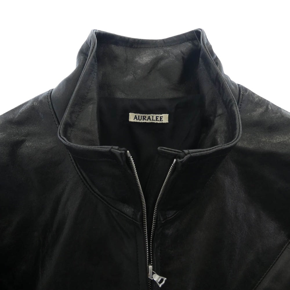 AURALEE オーラリー 25AW A25AB01WX LAMB LEATHER ZIP BLOUSON ラムレザー ジップ ブルゾン ジャケット ブラック系 3【中古】