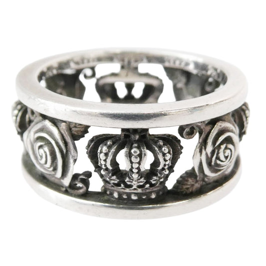 Justin Davis ジャスティンデイビス MY LOVE マイラヴ クラウン ローズ モチーフ リング シルバー系 12号【中古】