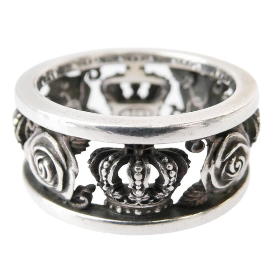 Justin Davis ジャスティンデイビス MY LOVE マイラヴ クラウン ローズ モチーフ リング シルバー系 12号【中古】