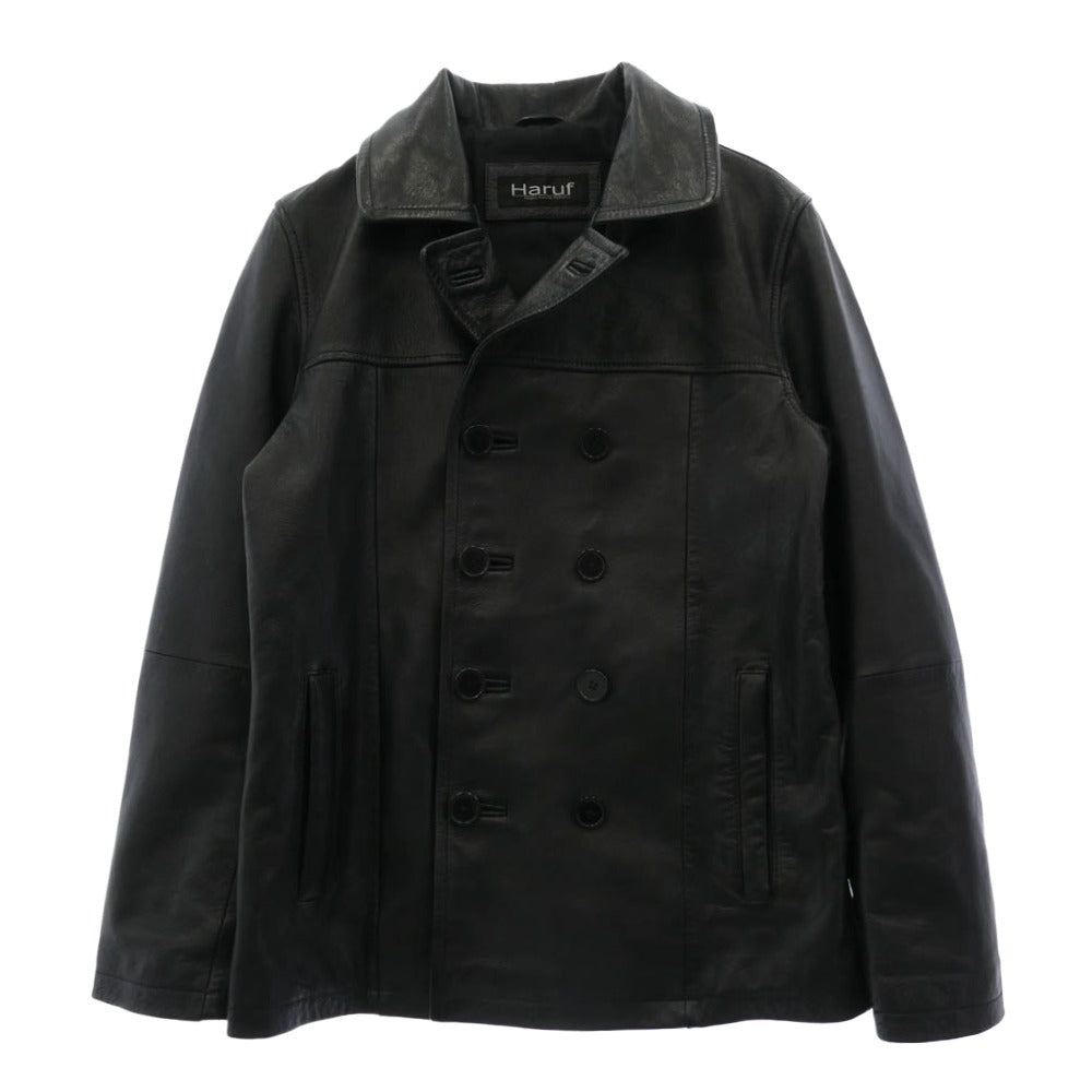 ハルフ 山羊革 レザー ピーコート Pコート ブラック系 M【中古】