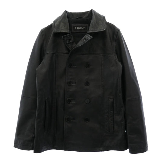 ハルフ 山羊革 レザー ピーコート Pコート ブラック系 M【中古】