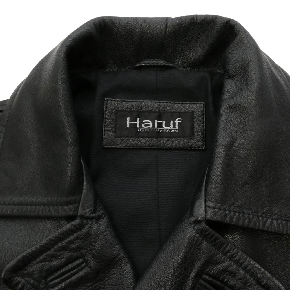 ハルフ 山羊革 レザー ピーコート Pコート ブラック系 M【中古】