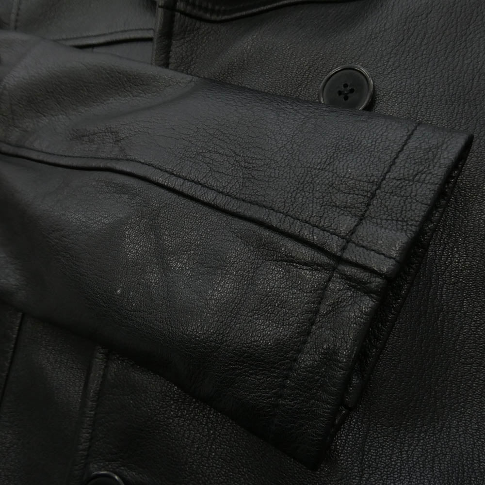 ハルフ 山羊革 レザー ピーコート Pコート ブラック系 M【中古】