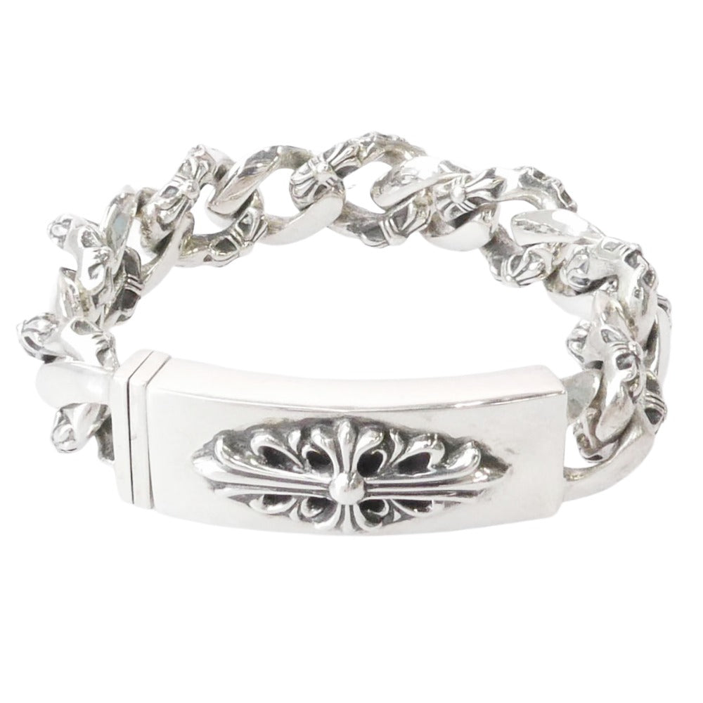 CHROME HEARTS クロムハーツ（原本有） インボイス付属 13LINK ID FLORAL CRS 13リンク フローラルクロス ID ファンシー ブレスレット シルバー系【中古】