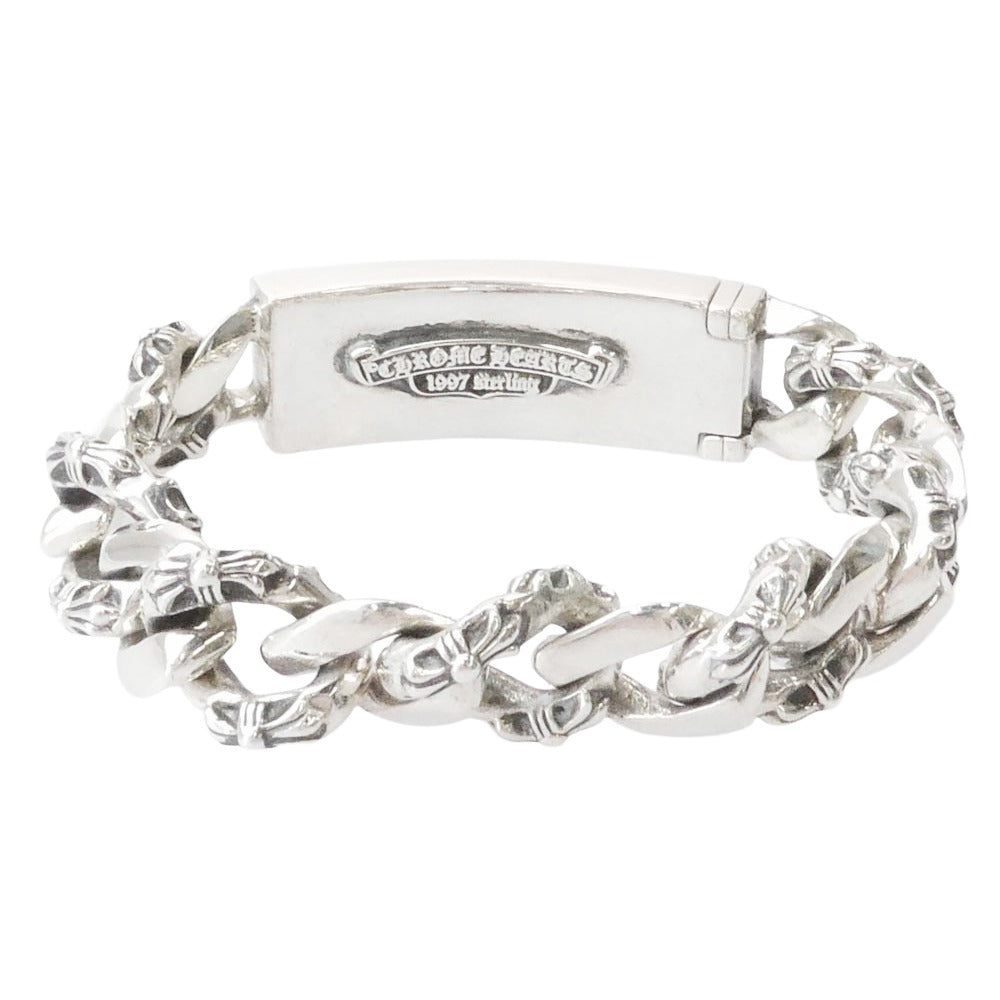 CHROME HEARTS クロムハーツ（原本有） インボイス付属 13LINK ID FLORAL CRS 13リンク フローラルクロス ID ファンシー ブレスレット シルバー系【中古】