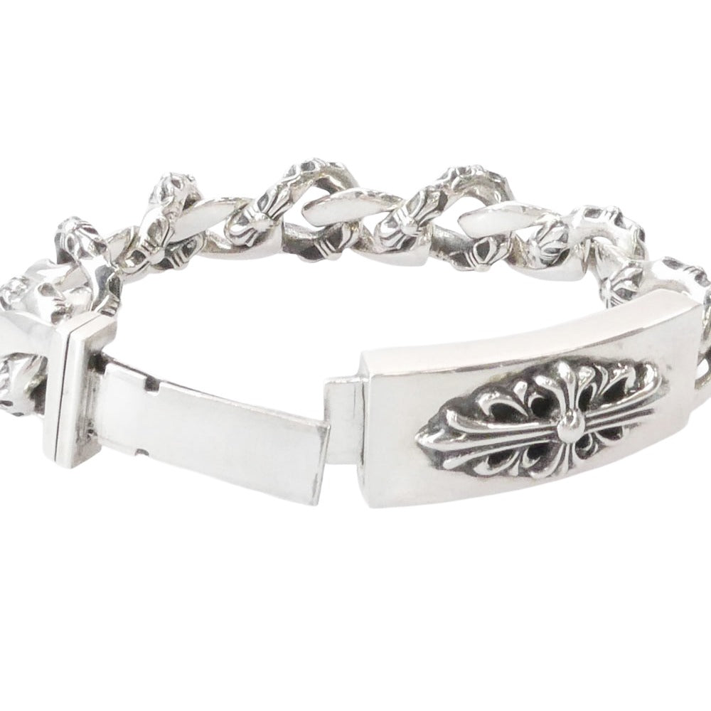 CHROME HEARTS クロムハーツ（原本有） インボイス付属 13LINK ID FLORAL CRS 13リンク フローラルクロス ID ファンシー ブレスレット シルバー系【中古】