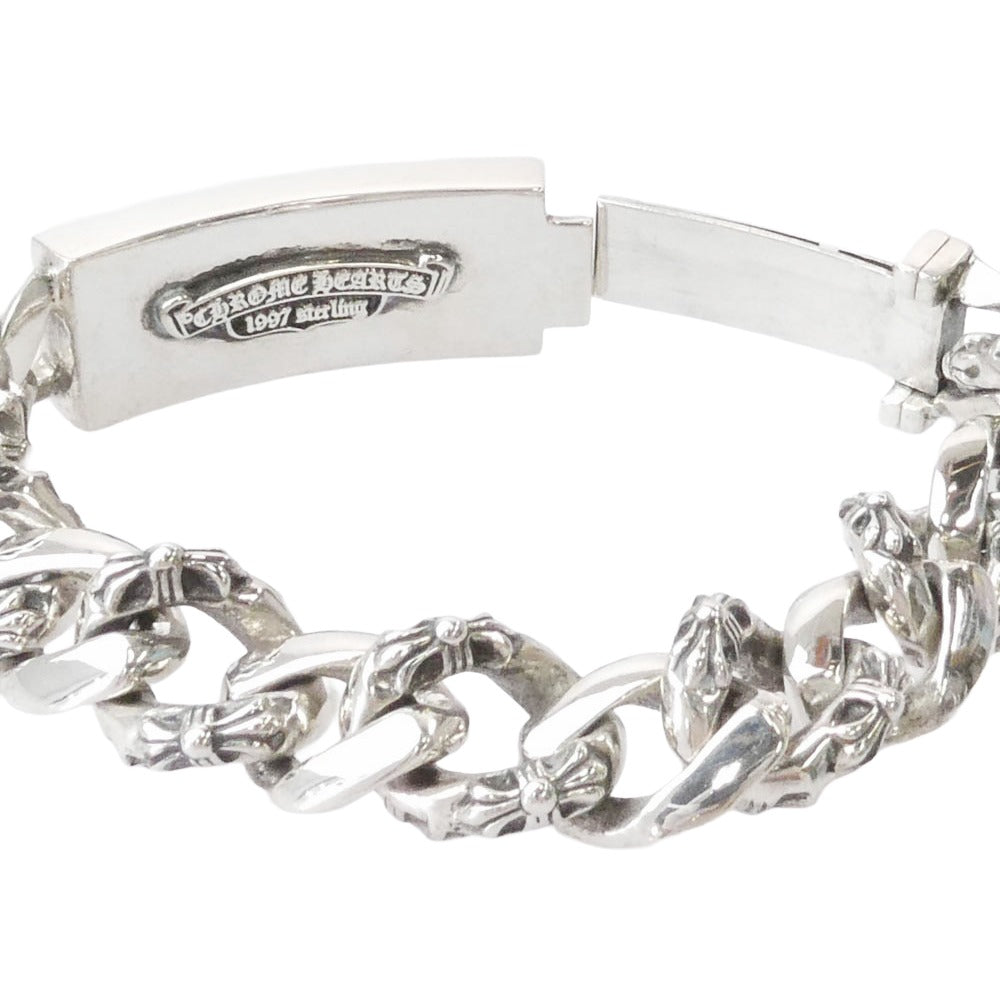 CHROME HEARTS クロムハーツ（原本有） インボイス付属 13LINK ID FLORAL CRS 13リンク フローラルクロス ID ファンシー ブレスレット シルバー系【中古】