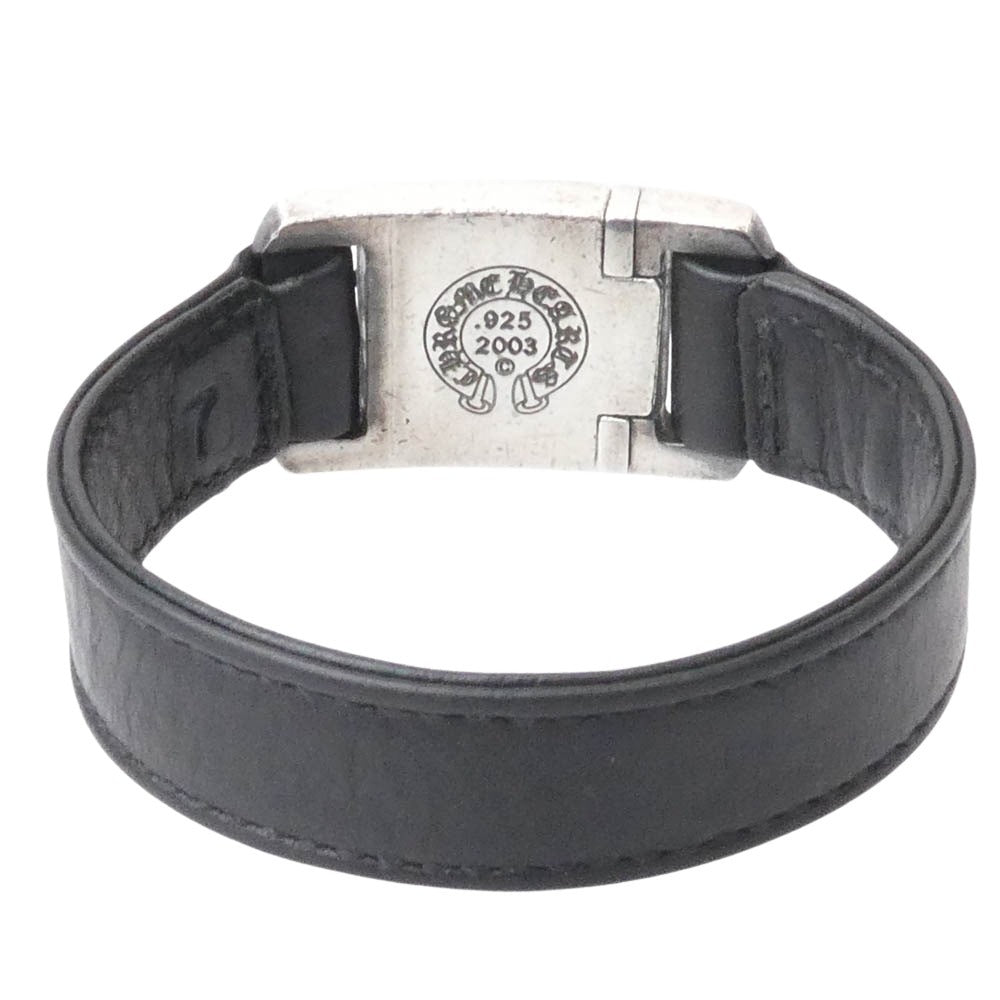 CHROME HEARTS クロムハーツ（原本無） HARNESS CLASP ハーネスクラスプ CHプラス レザー ブレスレット 7inch 7インチ シルバー系 ブラック系 7【中古】