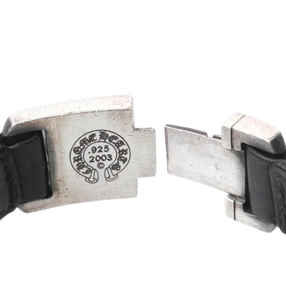 CHROME HEARTS クロムハーツ（原本無） HARNESS CLASP ハーネスクラスプ CHプラス レザー ブレスレット 7inch 7インチ シルバー系 ブラック系 7【中古】