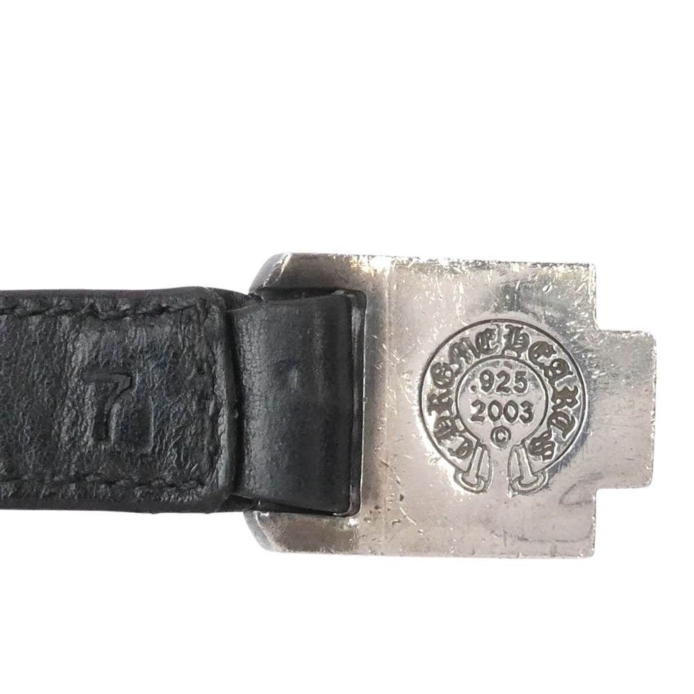 CHROME HEARTS クロムハーツ（原本無） HARNESS CLASP ハーネスクラスプ CHプラス レザー ブレスレット 7inch 7インチ シルバー系 ブラック系 7【中古】