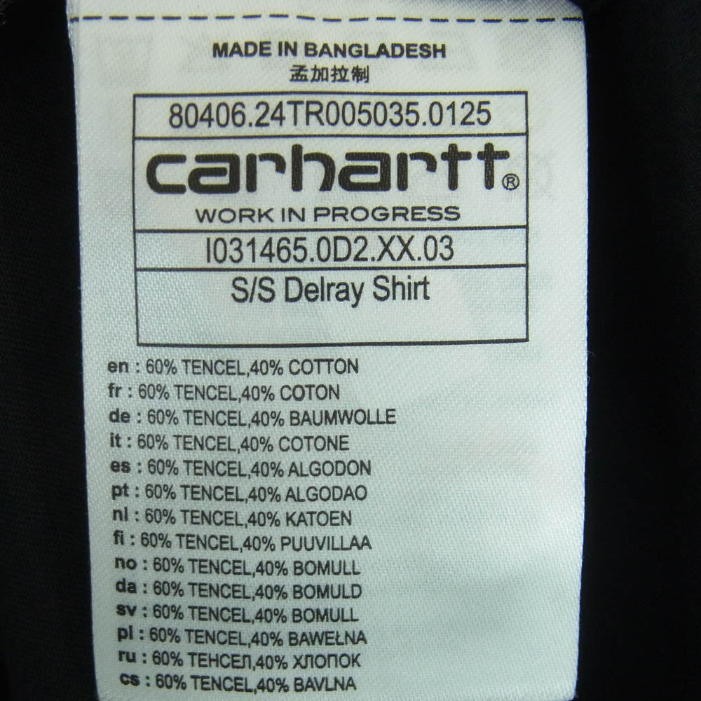 Carhartt カーハート I031465 DELRAY SHIRT デルレイ 半袖 シャツ バングラデシュ製 ブラック系 S【中古】