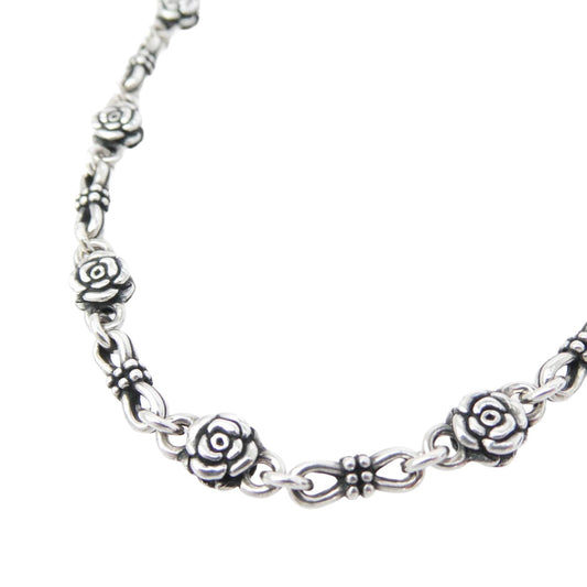 Justin Davis ジャスティンデイビス SNJ210 購入証明書付属 BOHEMIAN CHAIN NECKLACE 50 SV925 ボヘミアン チェーン ローズ 薔薇 シルバー系【中古】