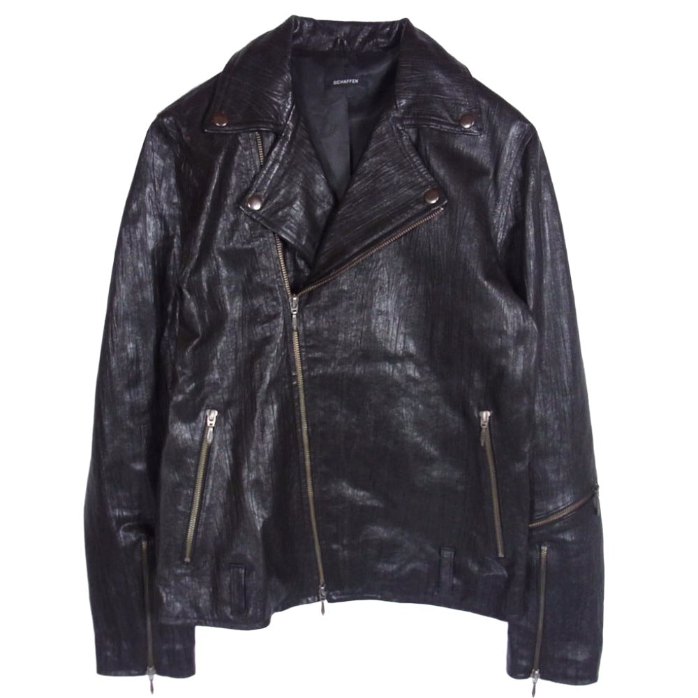 シャッフェン ラムレザー ダブル ライダース ジャケット ブラック系 2【中古】