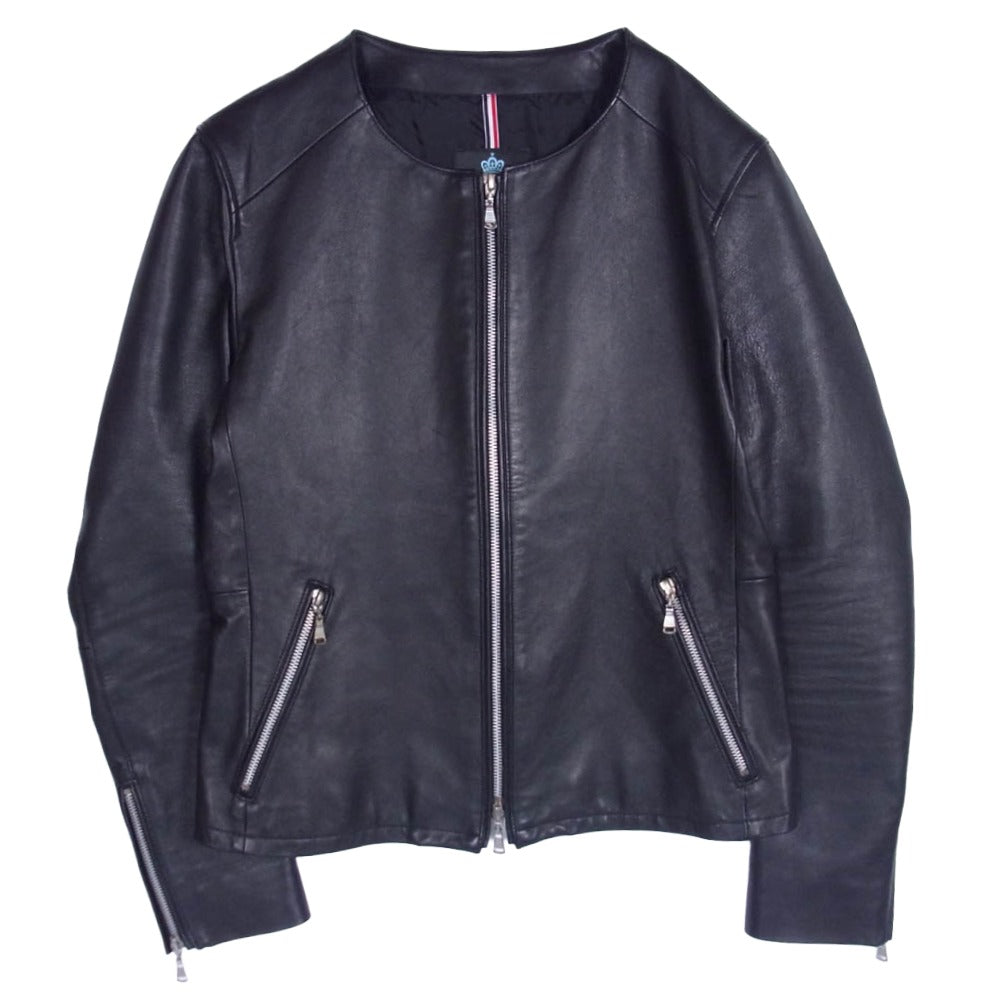 ギルドプライム 71F03-301-09 ノーカラー シングル ライダース レザー ジャケット ブラック系 M【中古】