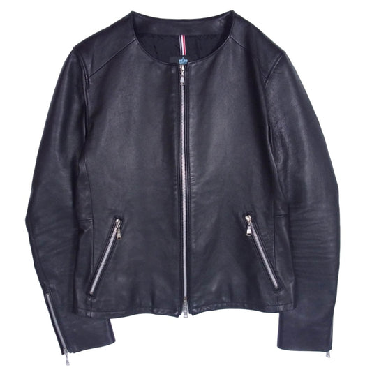 ギルドプライム 71F03-301-09 ノーカラー シングル ライダース レザー ジャケット ブラック系 M【中古】