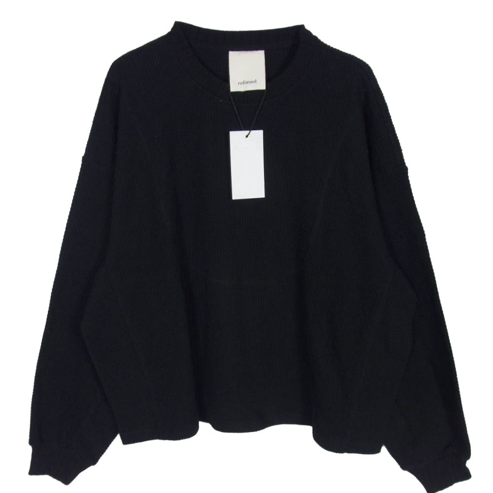 リフォメッド 26SS RECU-051 AZEAMI THERMAL TEE 畦編み サーマルT 長袖 カットソー Tシャツ ブラック系 1【美品】【中古】