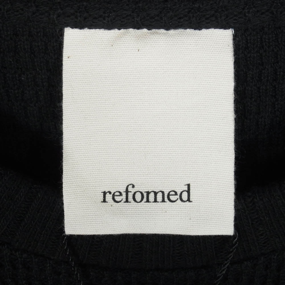 リフォメッド 26SS RECU-051 AZEAMI THERMAL TEE 畦編み サーマルT 長袖 カットソー Tシャツ ブラック系 1【美品】【中古】