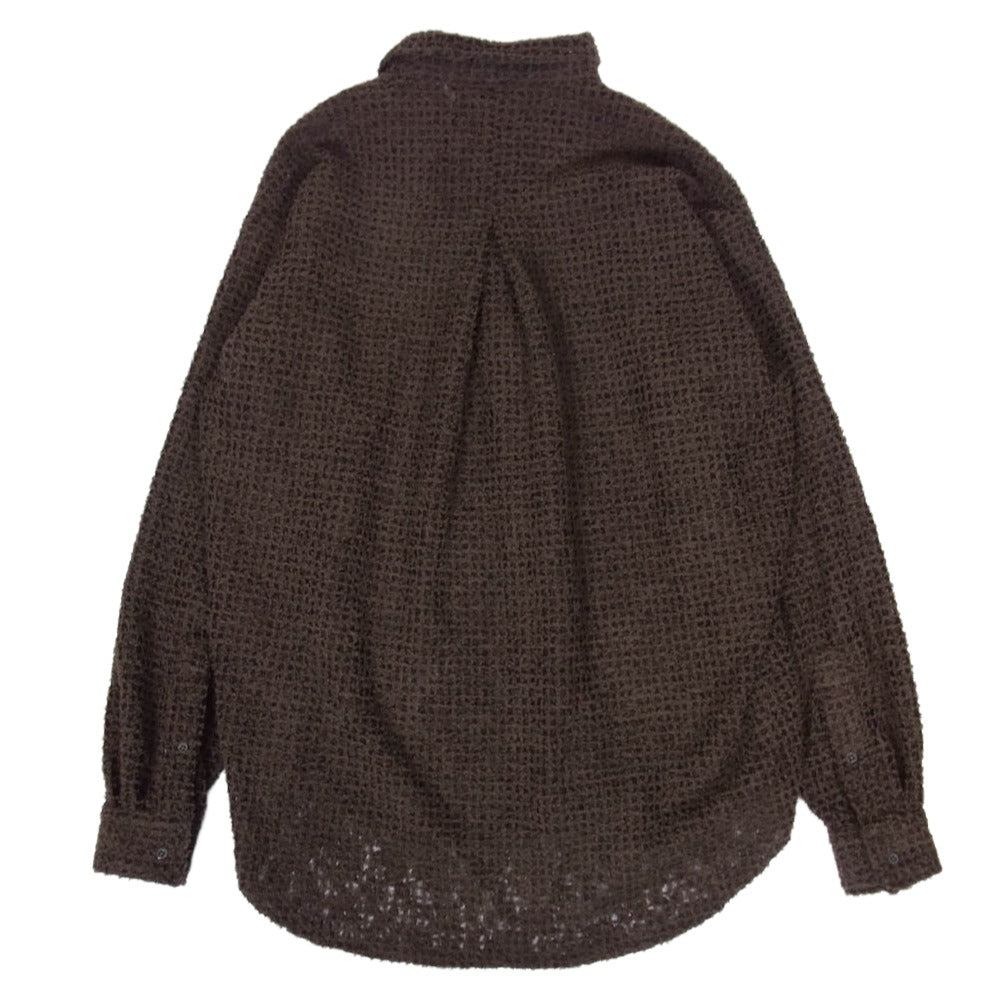 ユハ 26SS 10230703-2 FEATHER LACE SHIRT フェザー レース 長袖 シャツ ジャケット ブラウン系 4【美品】【中古】