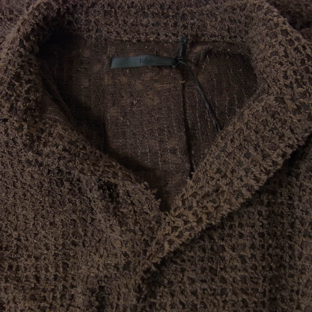 ユハ 26SS 10230703-2 FEATHER LACE SHIRT フェザー レース 長袖 シャツ ジャケット ブラウン系 4【美品】【中古】